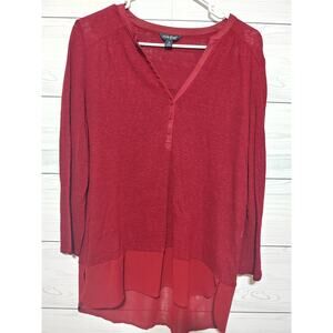 Womens Lucky Brand Henley Tee sz M